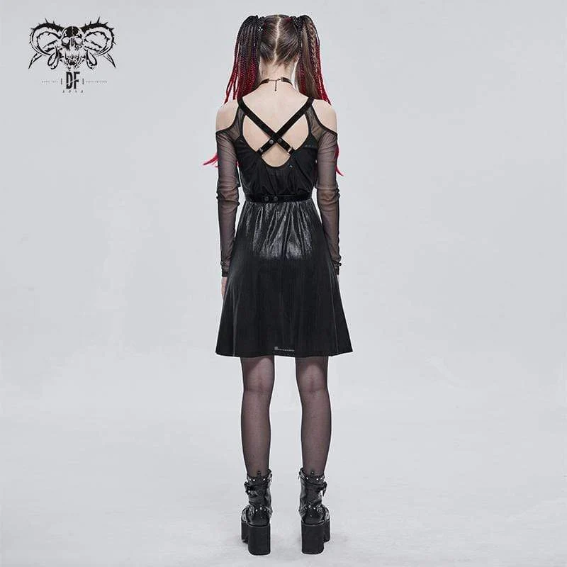 Gothic Kleid mit tiefem Schulterausschnitt für Damen
