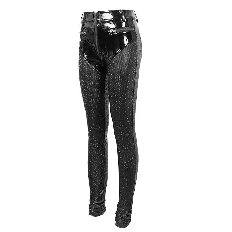 Gothic Faviform Zipper Kunstlederhose für Damen