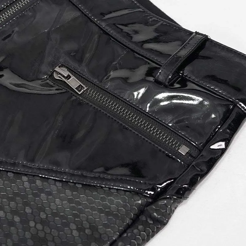 Gothic Faviform Zipper Kunstlederhose für Damen