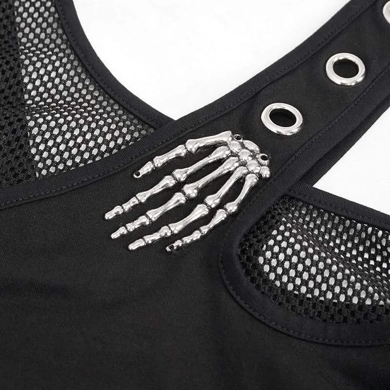 Damen Gothic Irregular Cutout Mesh Splice Dress