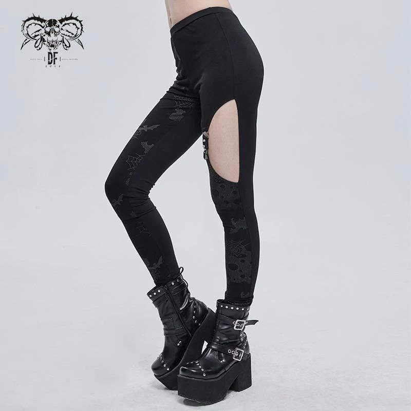 Gothic-Hosen mit Spinnweben-Print für Damen
