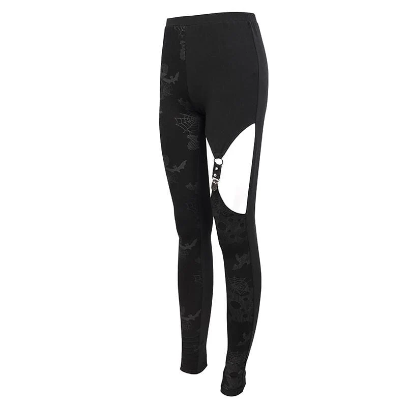 Gothic-Hosen mit Spinnweben-Print für Damen
