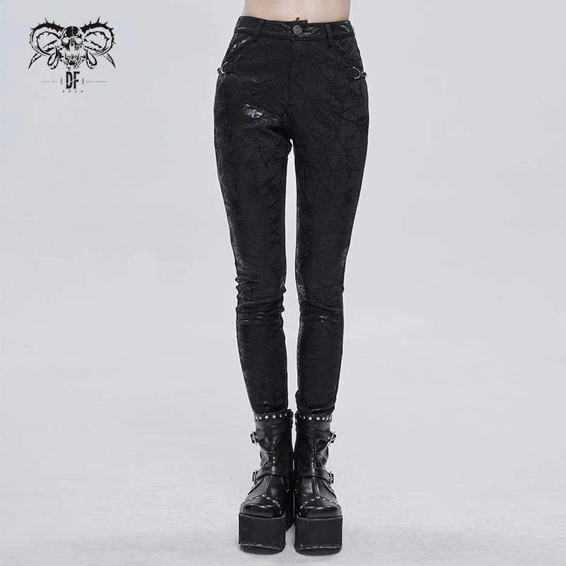 Damen Gothic Dendritic Pattern Slim Fit Hose