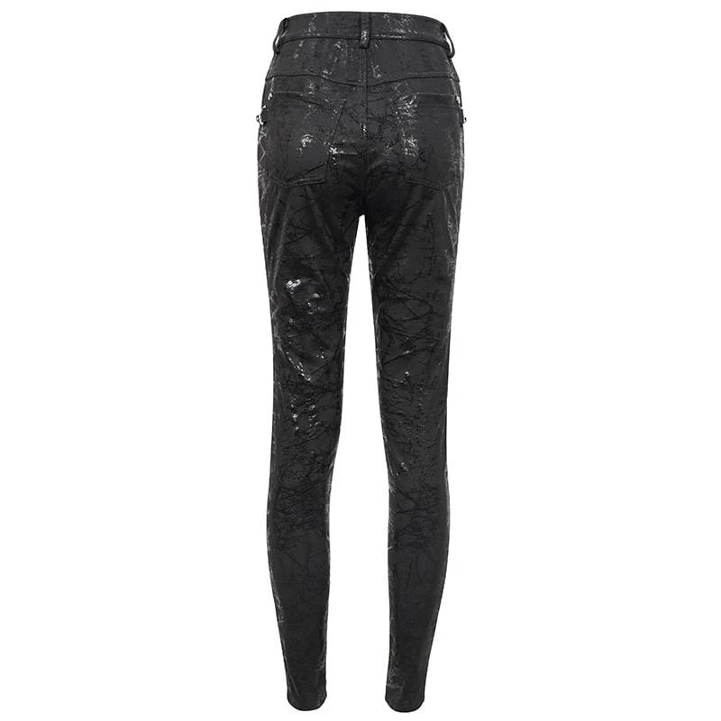 Damen Gothic Dendritic Pattern Slim Fit Hose