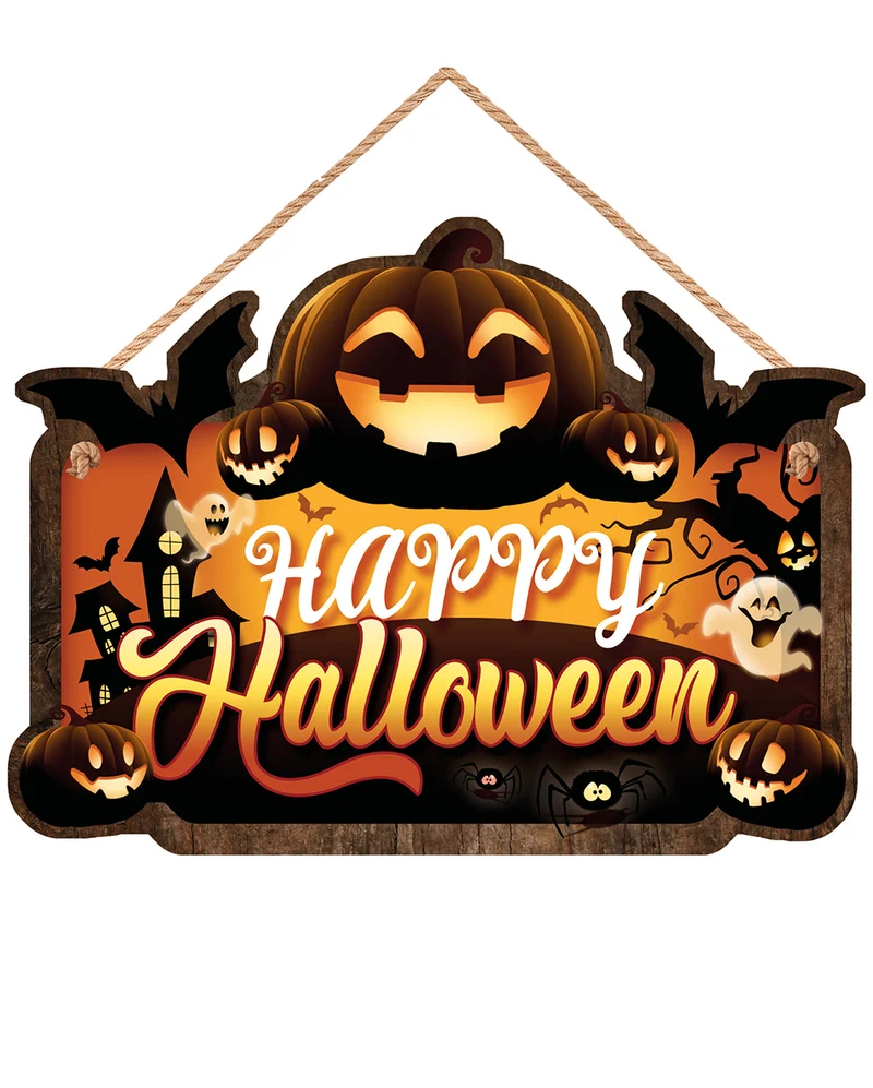 Happy Halloween & Kürbis Holzschild 35x20cm