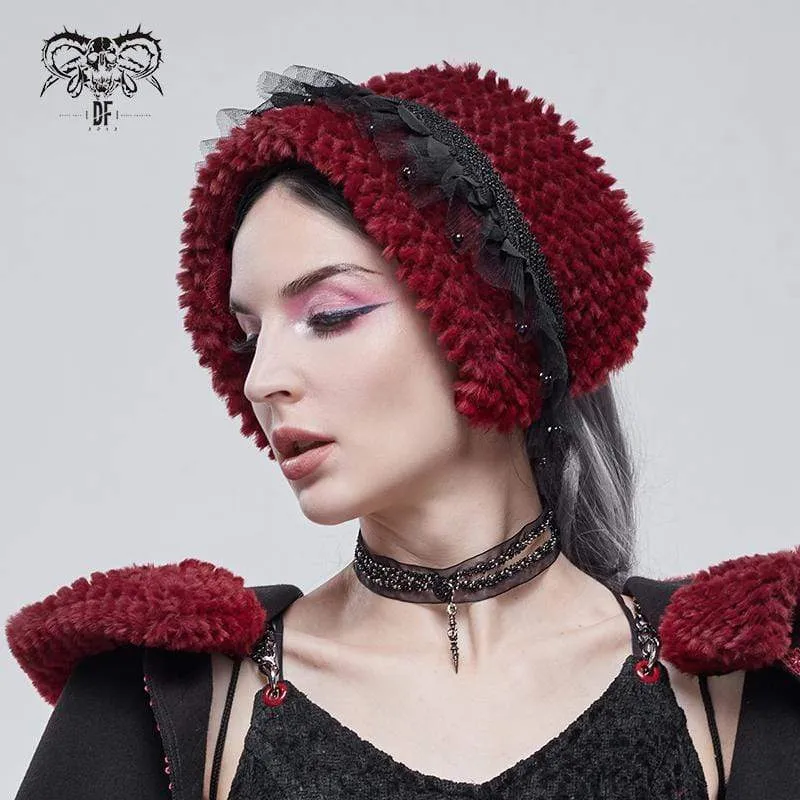 Damen Gothic Mesh Splice Strappy Schal Rot
