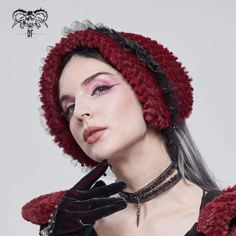 Damen Gothic Mesh Splice Strappy Schal Rot