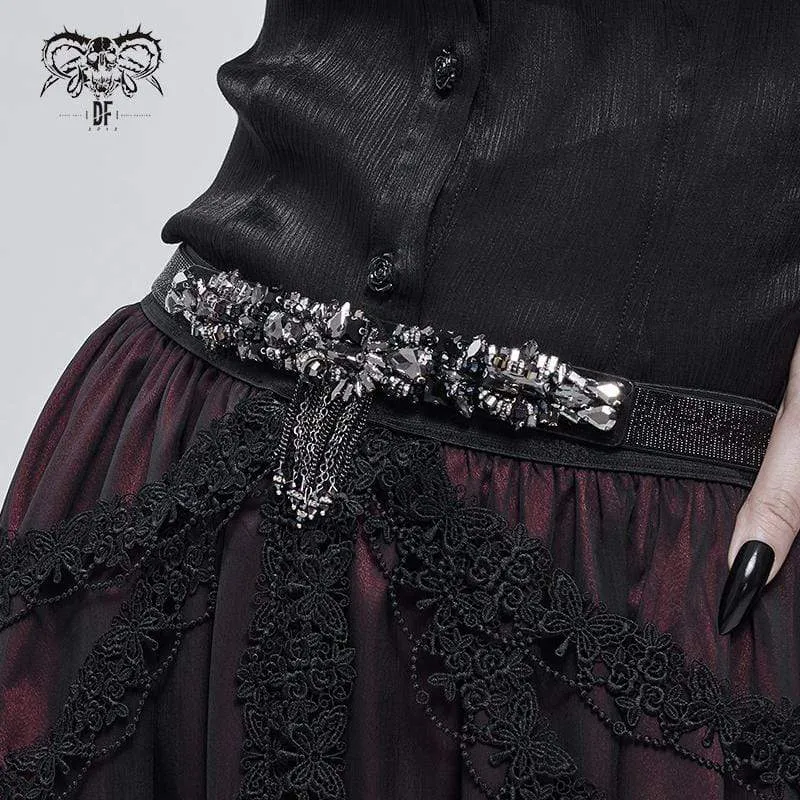 Gothic Crystal Stone Elastischer Gürtel für Damen