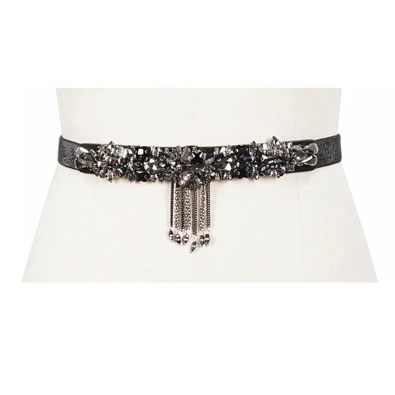 Gothic Crystal Stone Elastischer Gürtel für Damen
