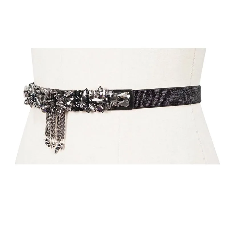 Gothic Crystal Stone Elastischer Gürtel für Damen