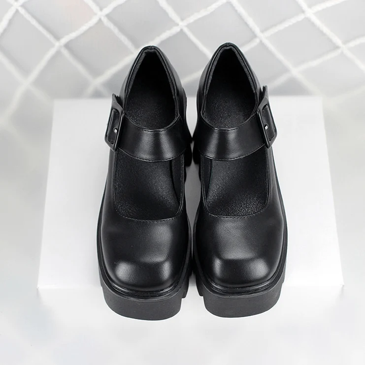 Damen Gothic Punk Schnalle Mary Jane Schuhe