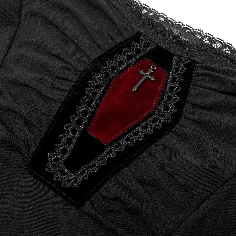 Schulterfreies Gothic-Hemd mit Hornärmeln für Damen