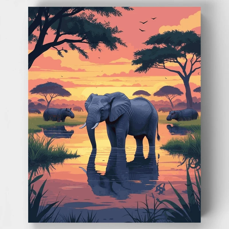 Okavango Delta Sunset - Paint by Numbers Kit