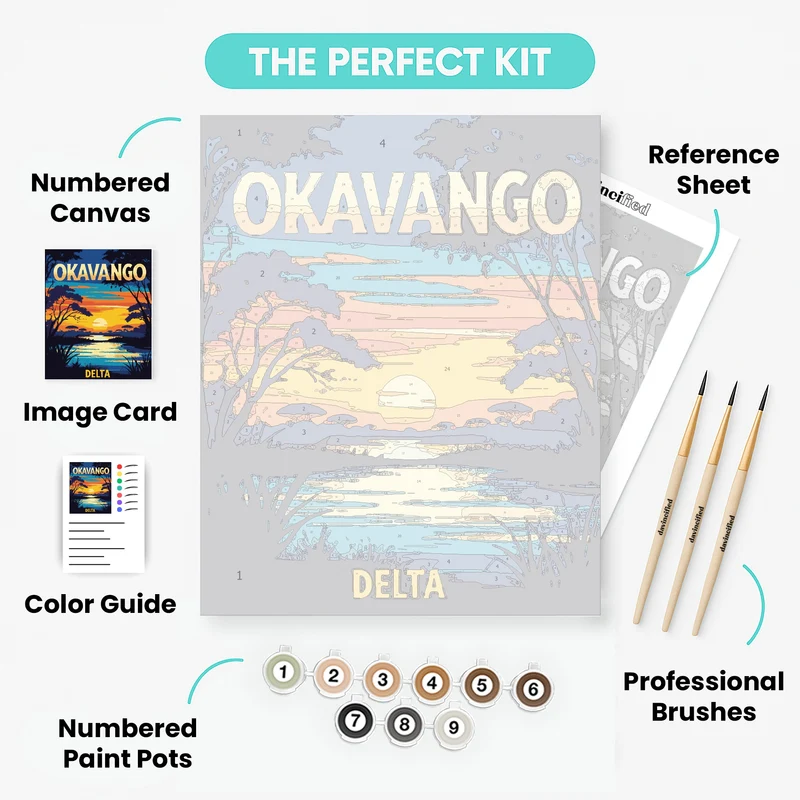 Okavango Delta Blazing Horizon River Twilight - Paint by Numbers Kit