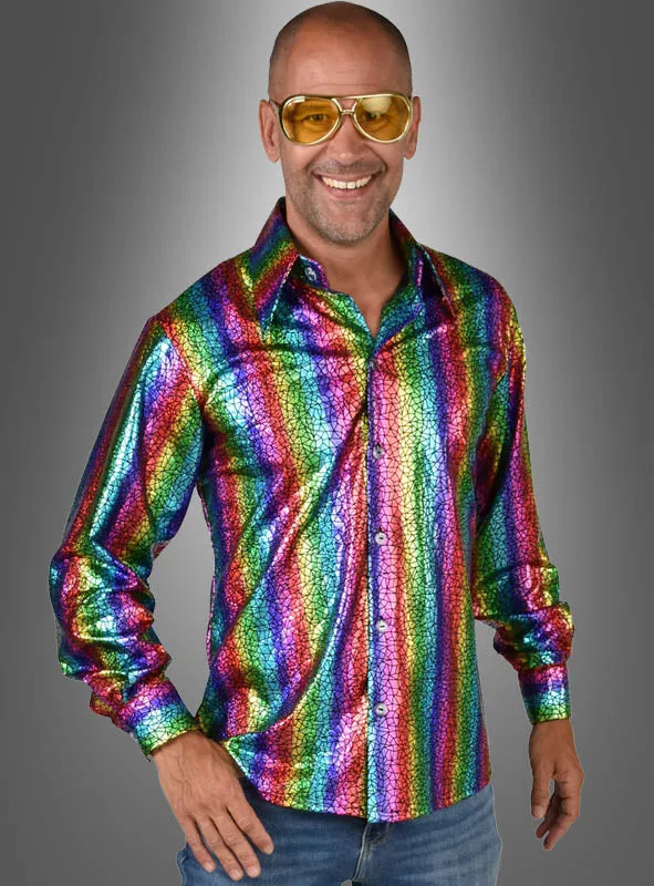 Hologramm Party Hemd Regenbogen