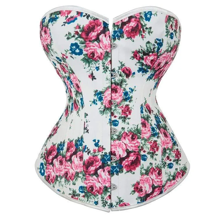 Gothic Damen Korsett mit floralem Print und Riemchen