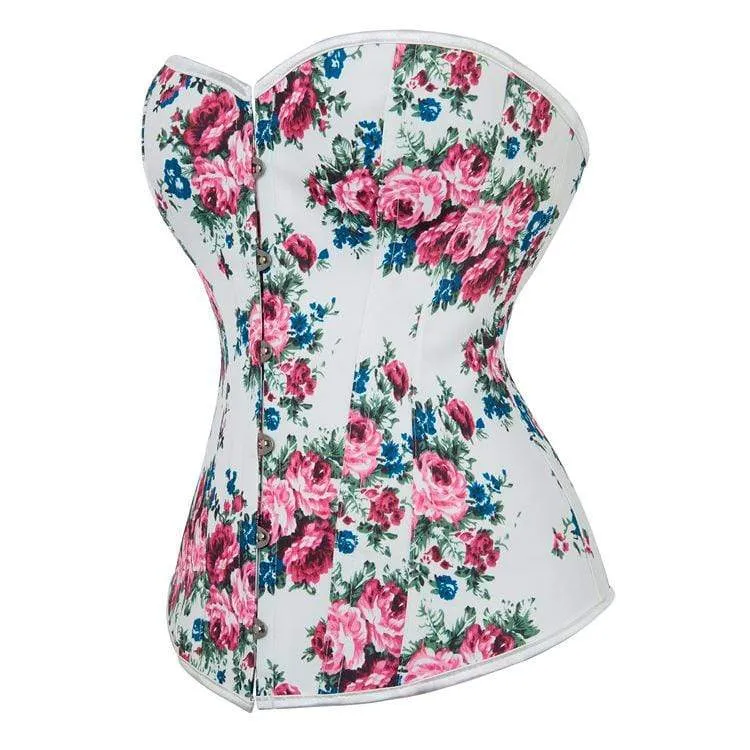 Gothic Damen Korsett mit floralem Print und Riemchen