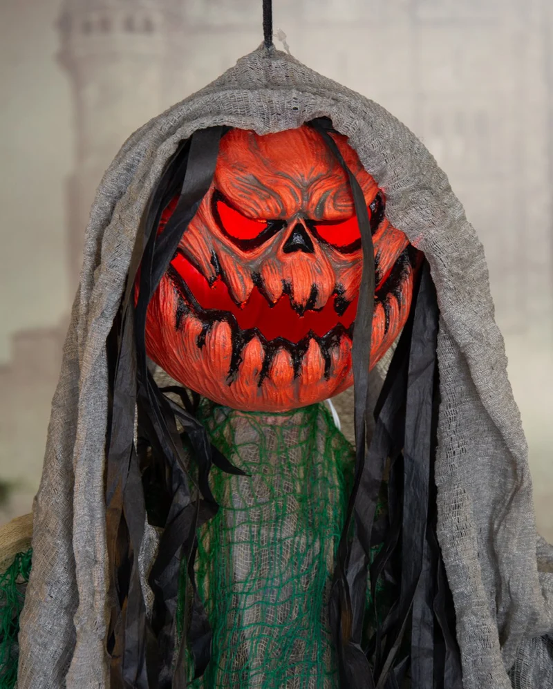 Gefesseltes Kürbismonster mit Sound & Licht Hängefigur 120cm