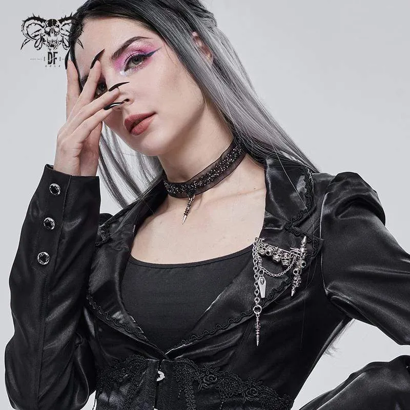 Gothic Totenkopf Kettenbrosche für Damen