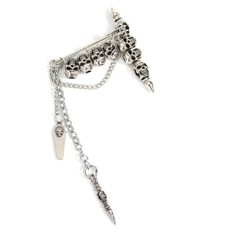 Gothic Totenkopf Kettenbrosche für Damen