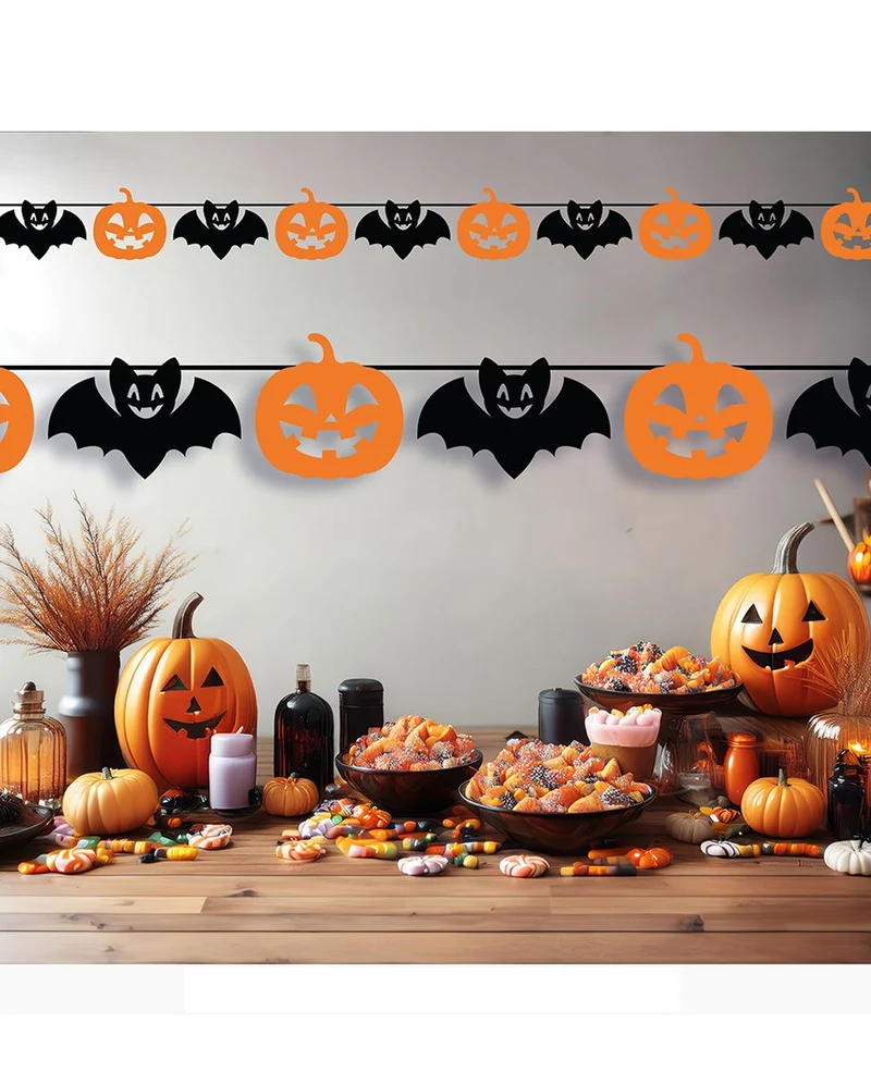 Halloween Kürbis & Fledermaus Girlande 300cm