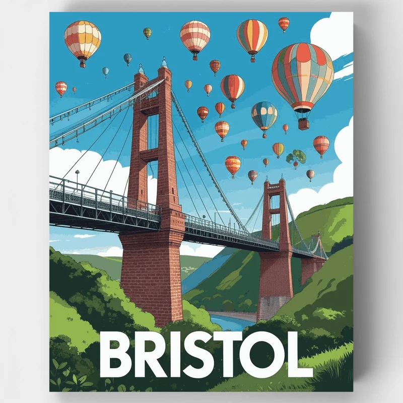 Bristol Clifton Suspension Bridge with Hot Air Balloons - Paint by Numbers Kit
