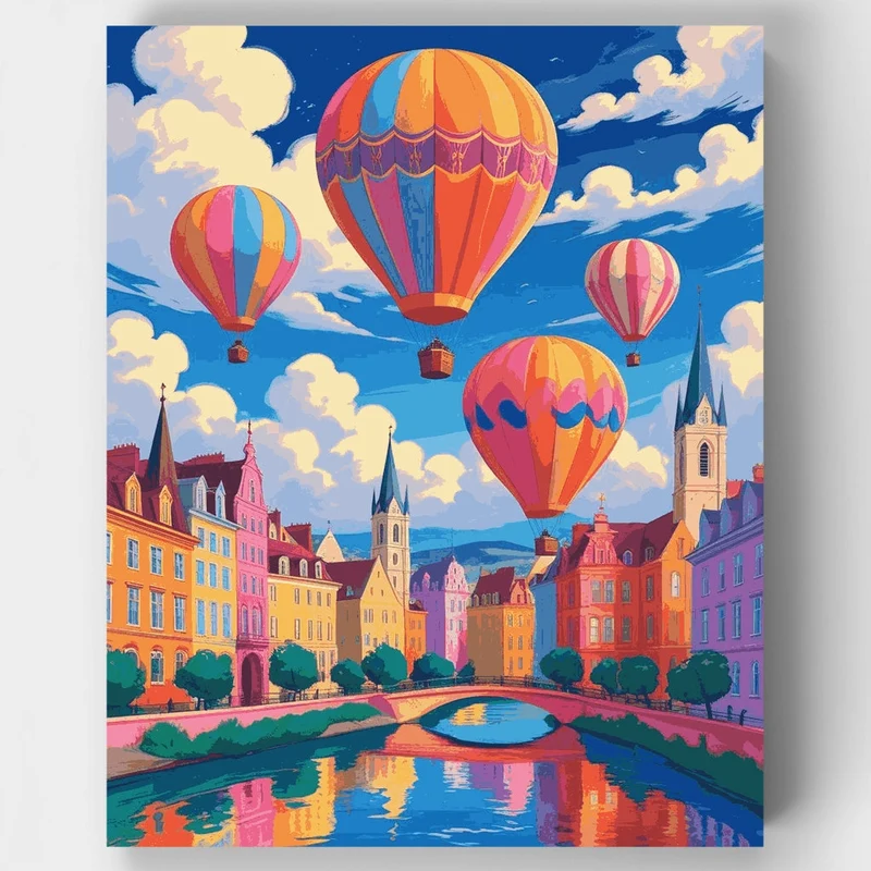 Bristol Hot Air Balloons Over the City - Paint by Numbers Kit