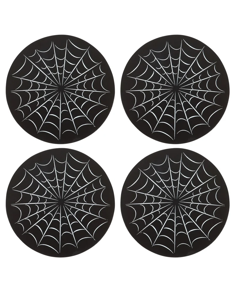 Schwarze Spinnennetz Untersetzer 4 St.