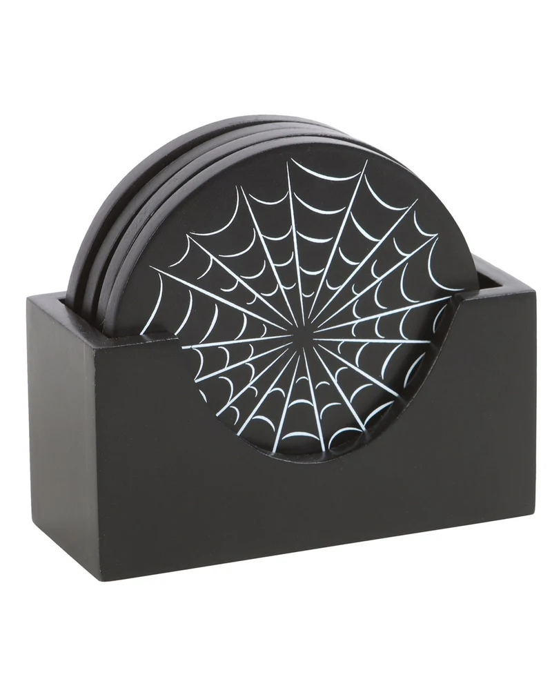 Schwarze Spinnennetz Untersetzer 4 St.