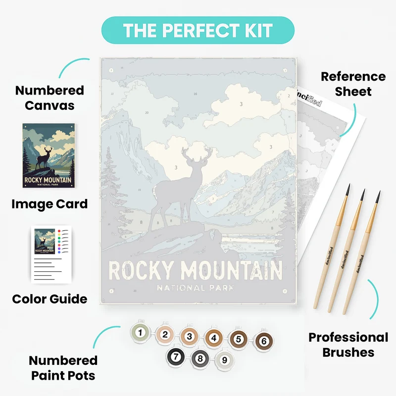 Rocky Mountain National Park Stag Overlook at Mountain Lake - Paint by Numbers Kit