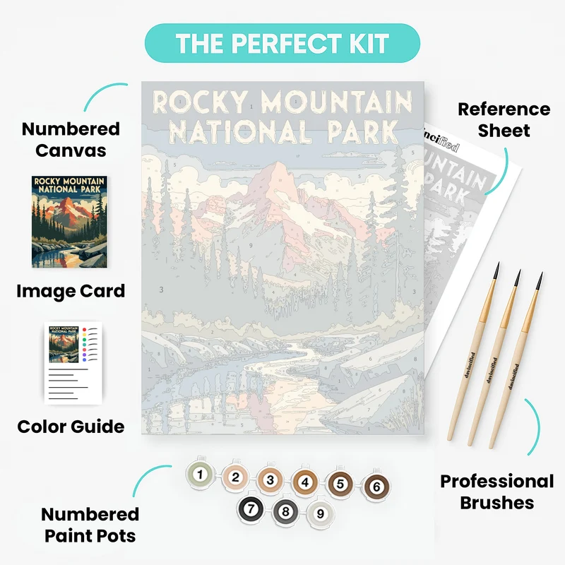 Rocky Mountain National Park Crimson Peak River Vista - Paint by Numbers Kit