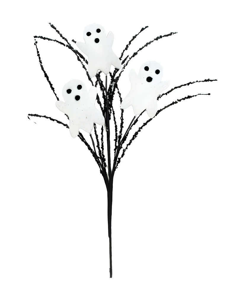 Schwarzer Gothic Deko Zweig mit 3 Gespenstern 36cm