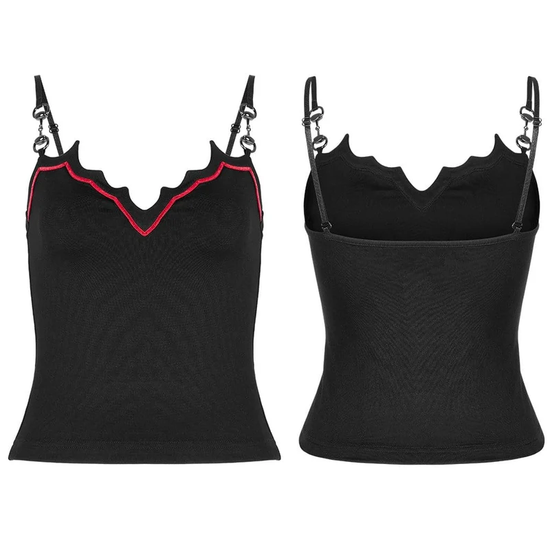 Damen Punk Slim Fit Tanktop mit Fledermaus