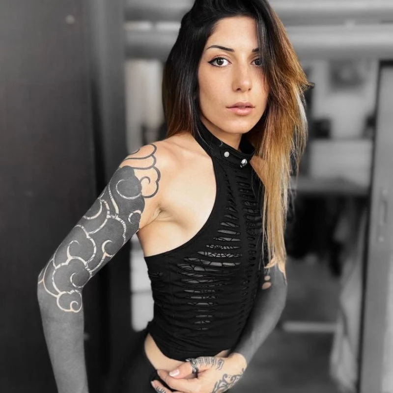 Zerrissenes Neckholder-Crop-Top im Grunge-Stil für Damen