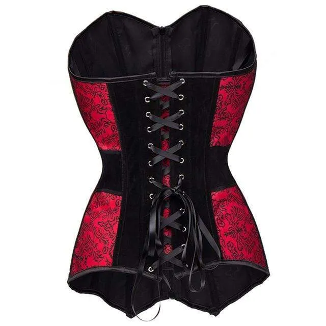 Gothic Korsetts mit Blumendruck für Damen in Rot