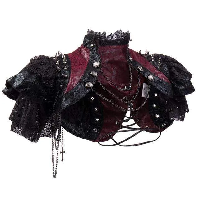 Damen Gothic Lace Saum Schwarzes Cape mit Kette