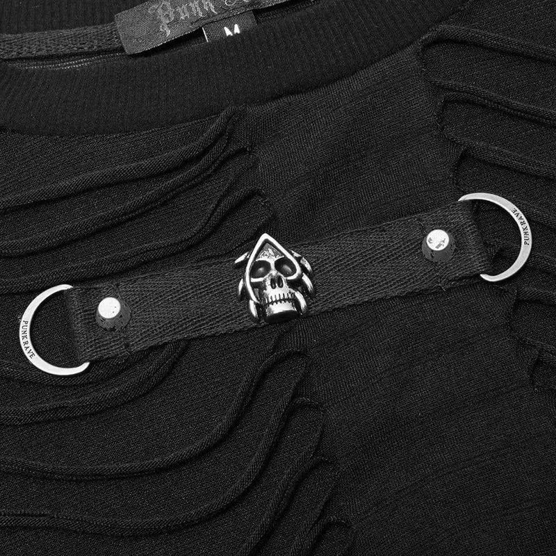 Herren Gothic Ripped Double-Layer Black Shirt