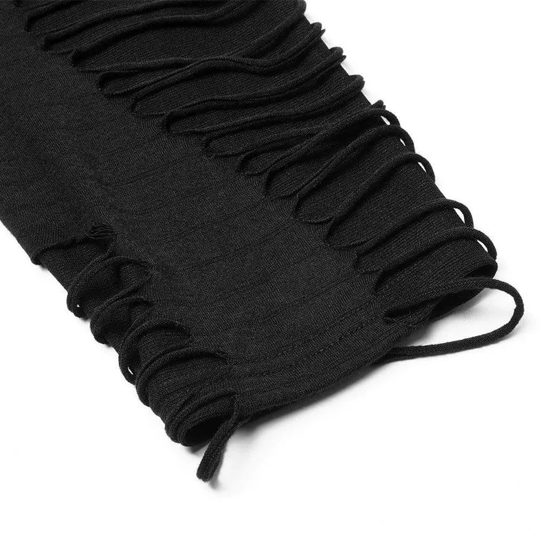 Herren Gothic Ripped Double-Layer Black Shirt