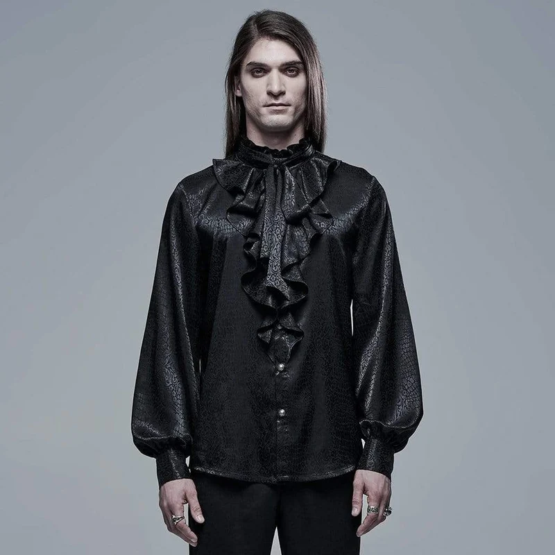 Herren Gothic Rüschen Puffärmelloses Hemd