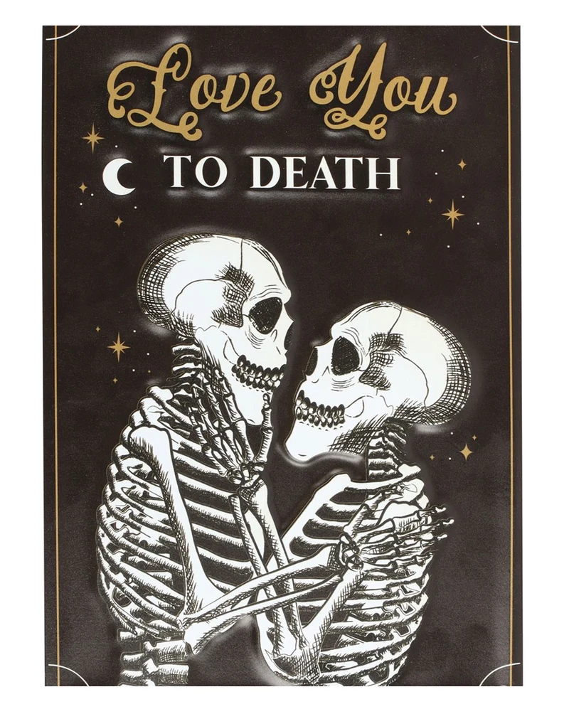 "Love You To Death" Skelettpärchen Metallschild 30x20cm