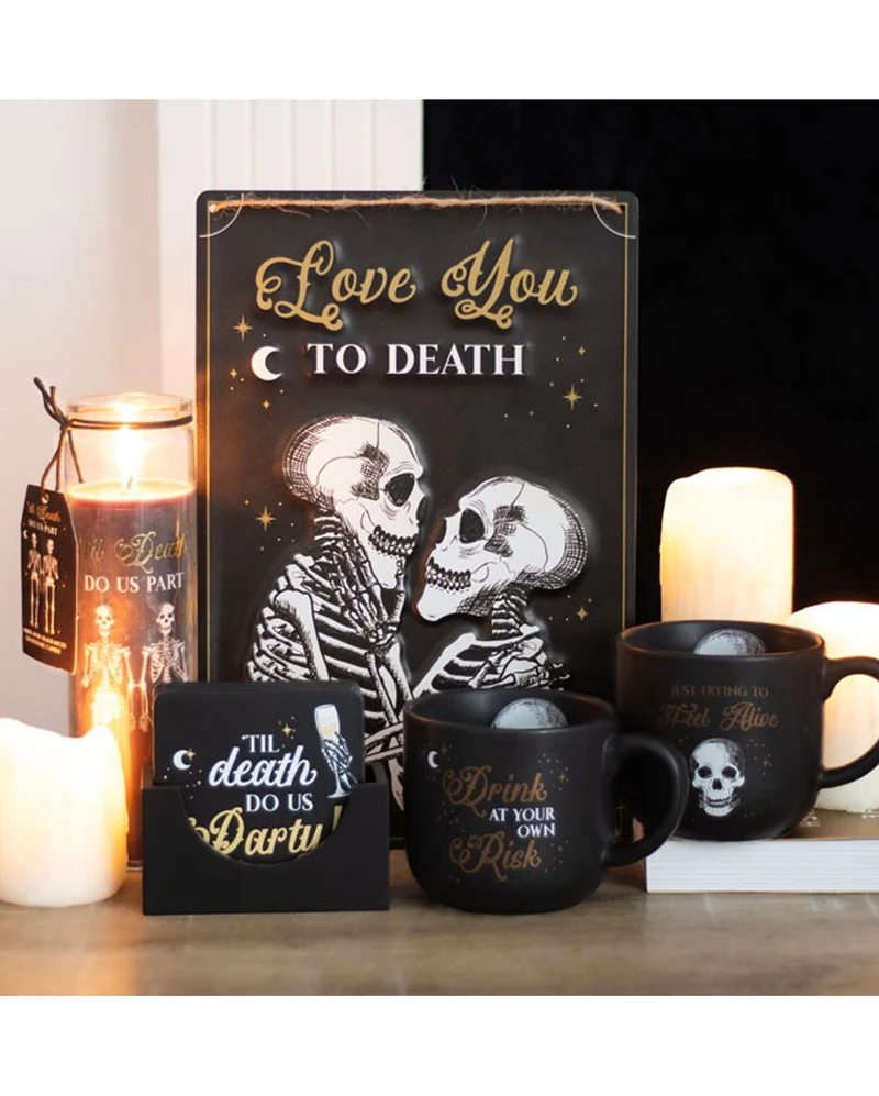 "Love You To Death" Skelettpärchen Metallschild 30x20cm