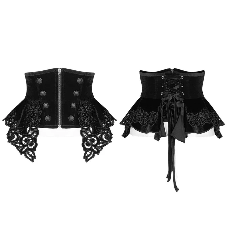Damen Gothic Floral Front Zip Unterbrustkorsetts
