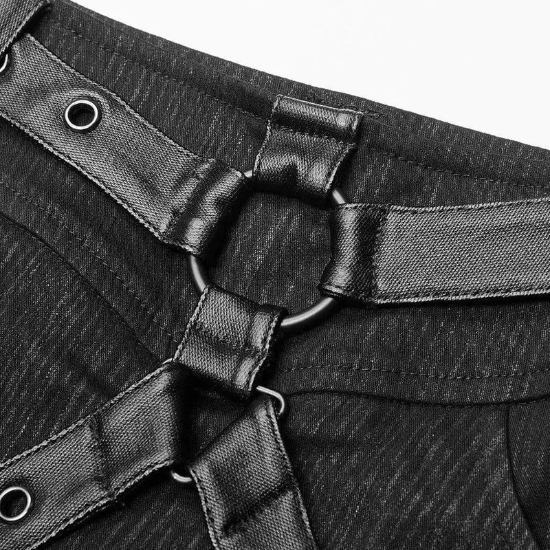 Damen Punk-Rock mit seitlichen Schlitzen und Schnallen