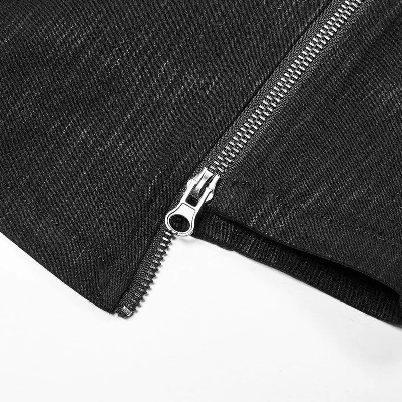 Damen Punk-Rock mit seitlichen Schlitzen und Schnallen