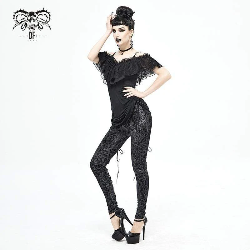 Schwarzes, gotisches, mehrlagiges Slipkleid mit Kordelzug für Damen, Abschlusskleid