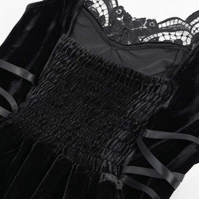 Damen Gothic unregelmäßiges Trägerkleid in Schwarz