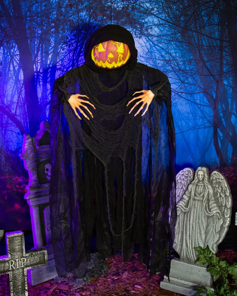 Flackerndes Kürbis Phantom Hängefigur 153cm