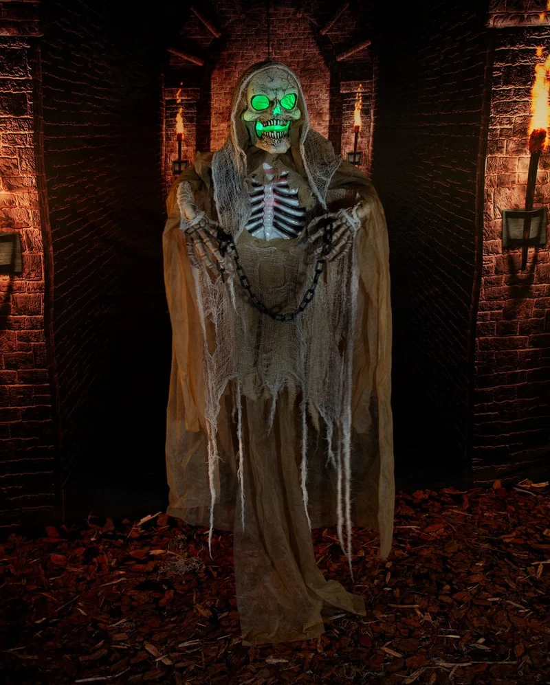 Mantus Skelett Dämon mit Bewegung, Sound & Licht 183cm
