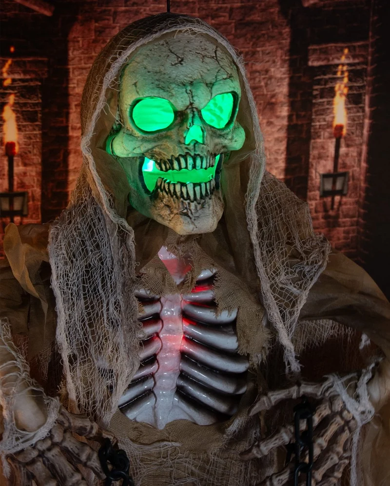 Mantus Skelett Dämon mit Bewegung, Sound & Licht 183cm