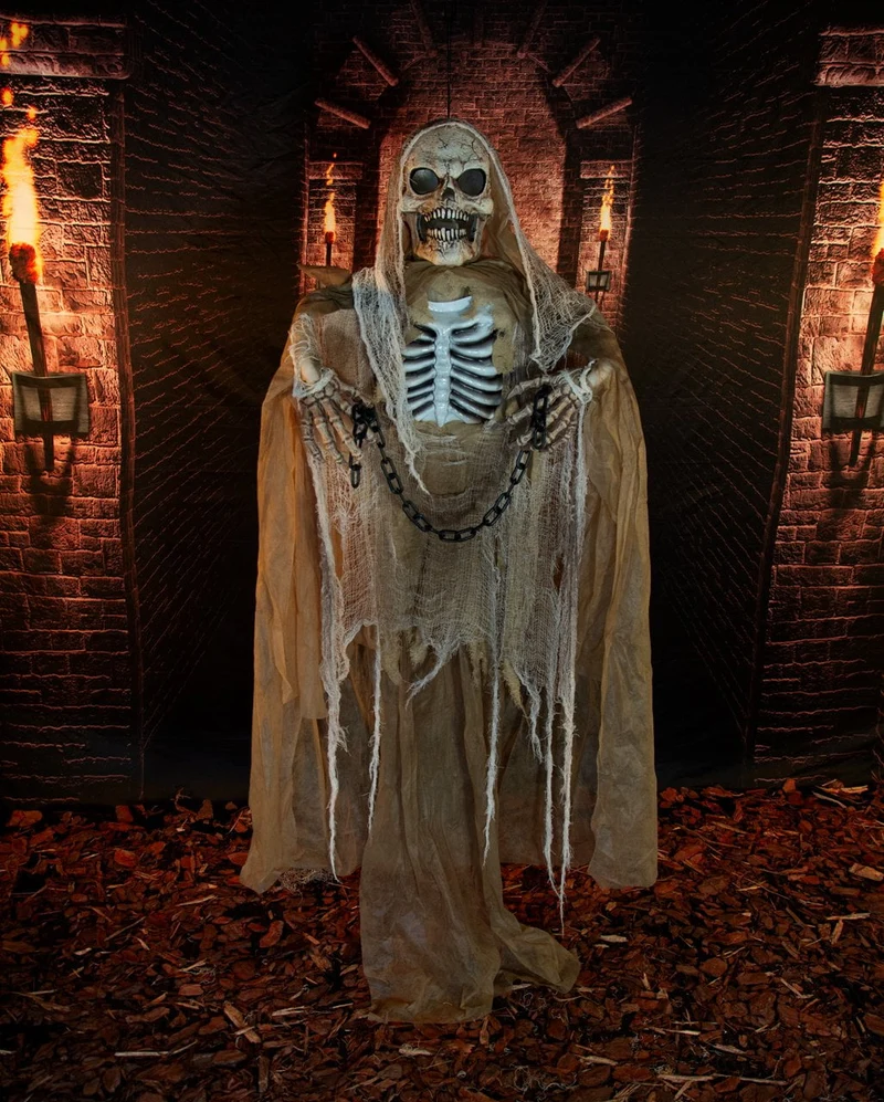 Mantus Skelett Dämon mit Bewegung, Sound & Licht 183cm